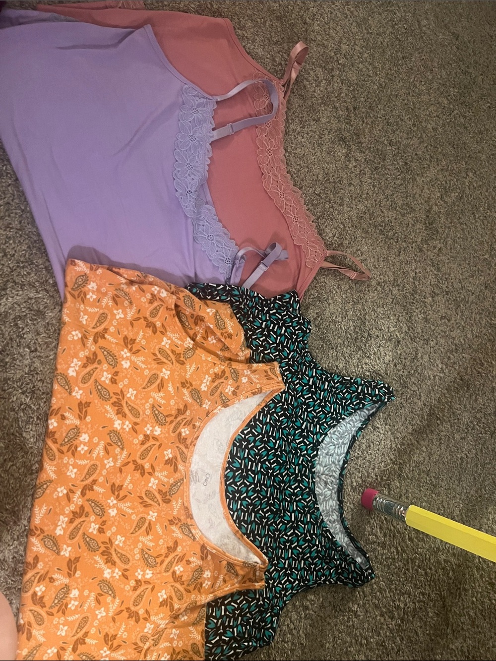 Cato Mixed-Color Lace & Print Tank Top Set - Lavender, Dusty Rose, Orange, Teal